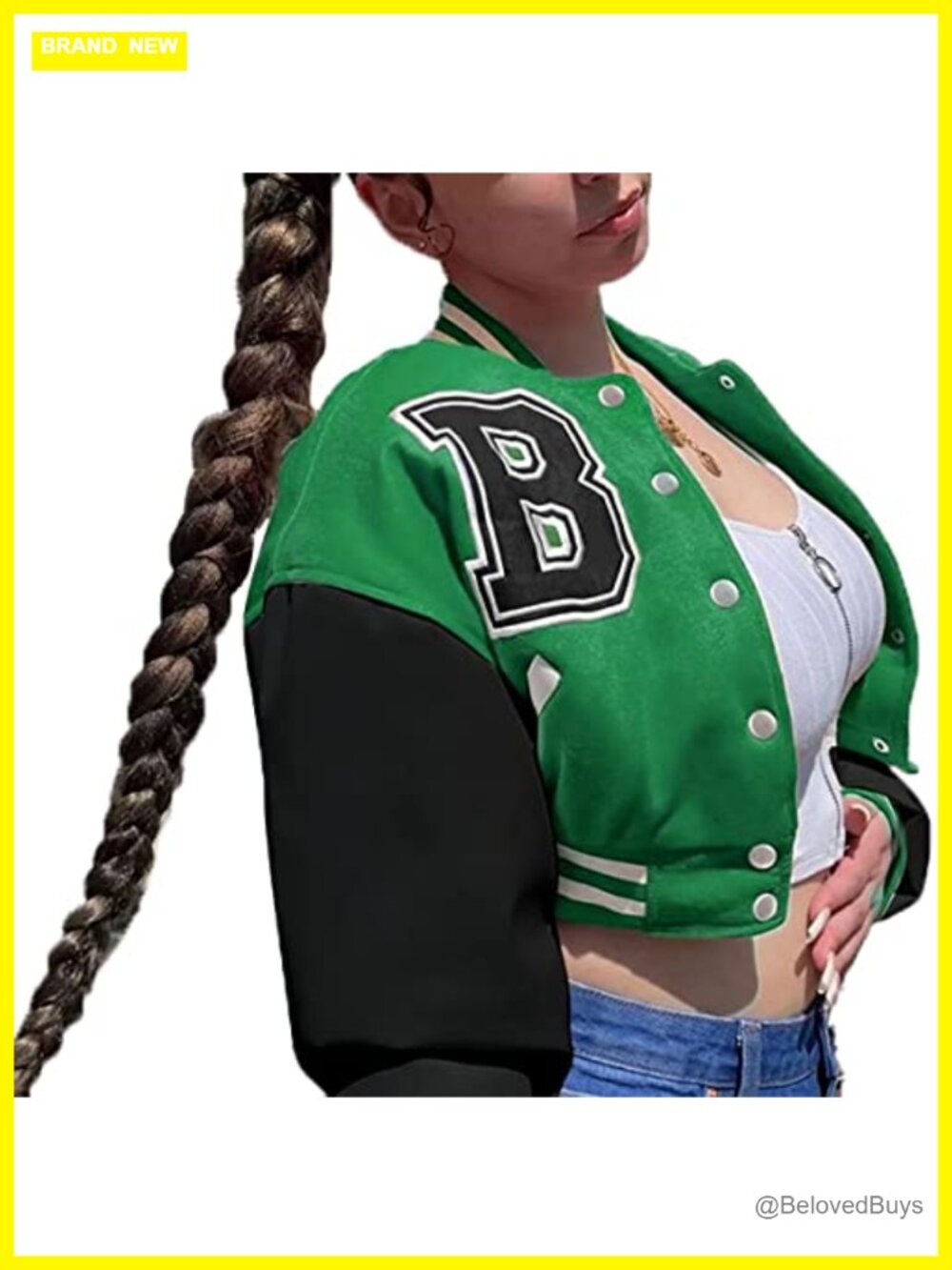 Women's Crop Varsity Jacket Faux Leather Sleeves Bomber Y2K Streetwear